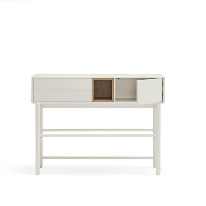 Corvo Hallway Console Table, Two Drawers, One Door, Storage Space - Cream and Oak Finish
