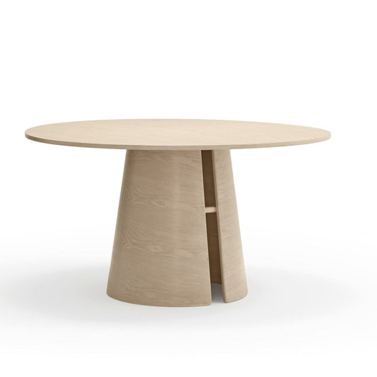 Cristina Dining Table, 137 cm Round Top, Wood Top and Base - Light Natural  Ash Finish