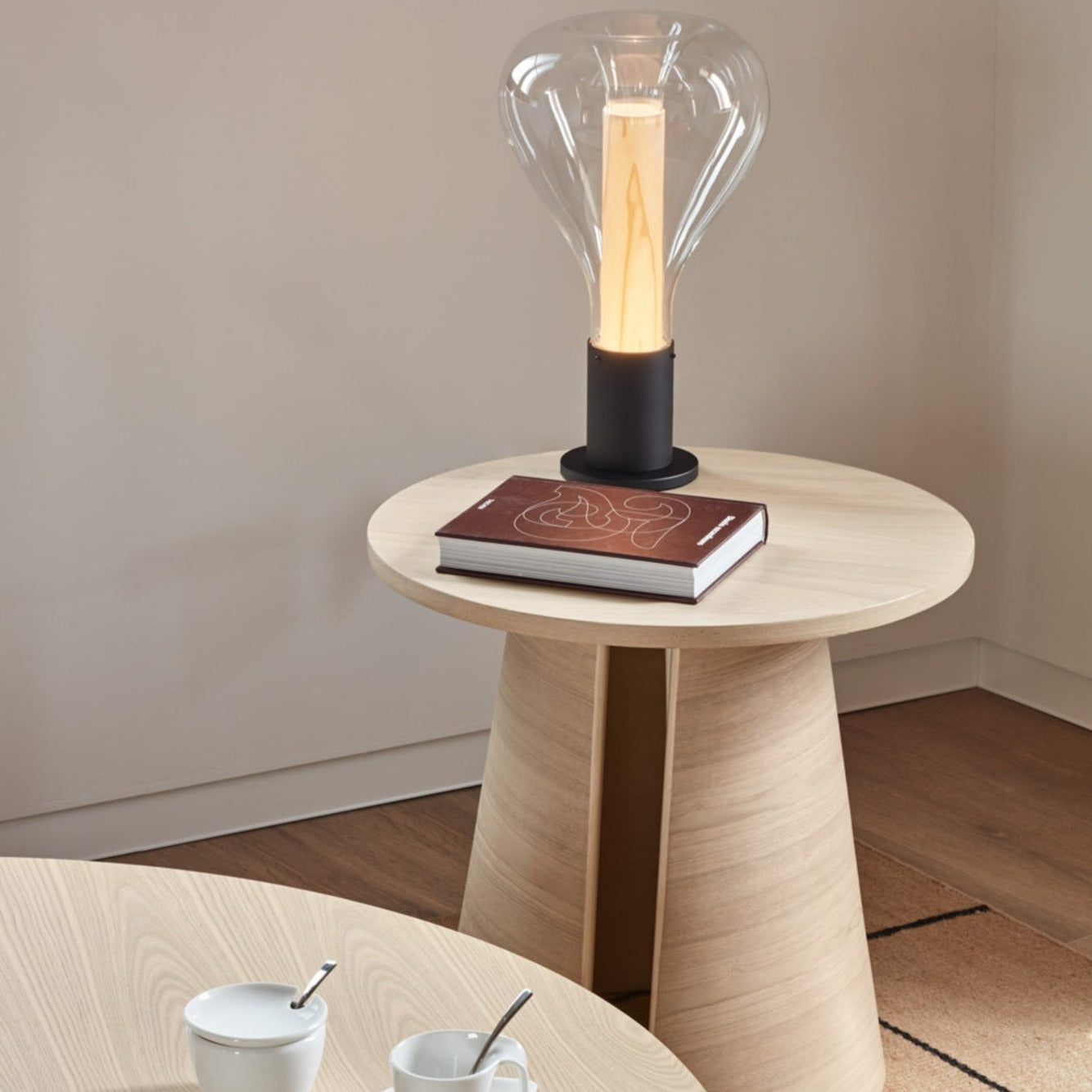 Cristina Side Table, 50 cm Round Top, Wood - Light Natural Ash Finish