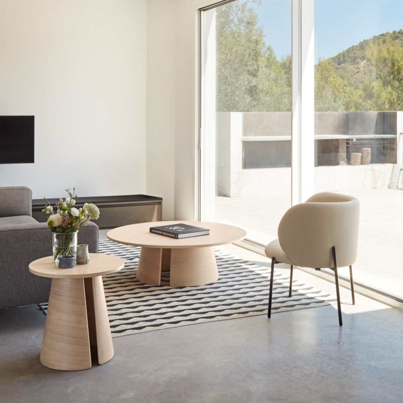 Cristina Coffee Table, 110 cm Round Top, Wood - Light Natural Finish