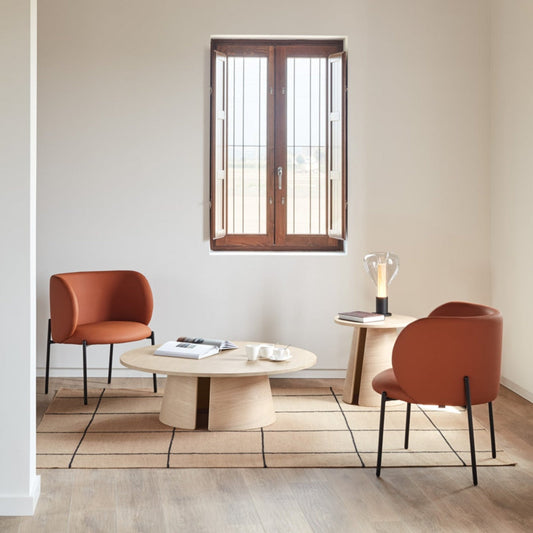 Cristina Coffee Table, 110 cm Round Top, Wood - Light Natural Finish