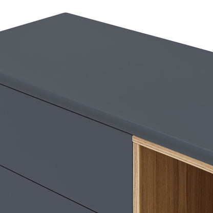 Corvo Sideboard, One Door, Six Drawers, 180 cm Storage - Anthracite and Oak Finish