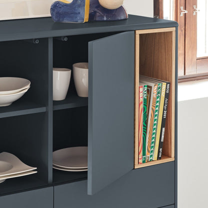 Corvo Storage Unit, Three Drawers, Two Doors, Five Shelves - Anthracite Grey and Oak Finish