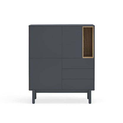 Corvo Storage Unit, Three Drawers, Two Doors, Five Shelves - Anthracite Grey and Oak Finish