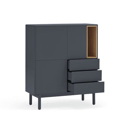 Corvo Storage Unit, Three Drawers, Two Doors, Five Shelves - Anthracite Grey and Oak Finish