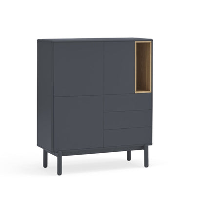 Corvo Storage Unit, Three Drawers, Two Doors, Five Shelves - Anthracite Grey and Oak Finish