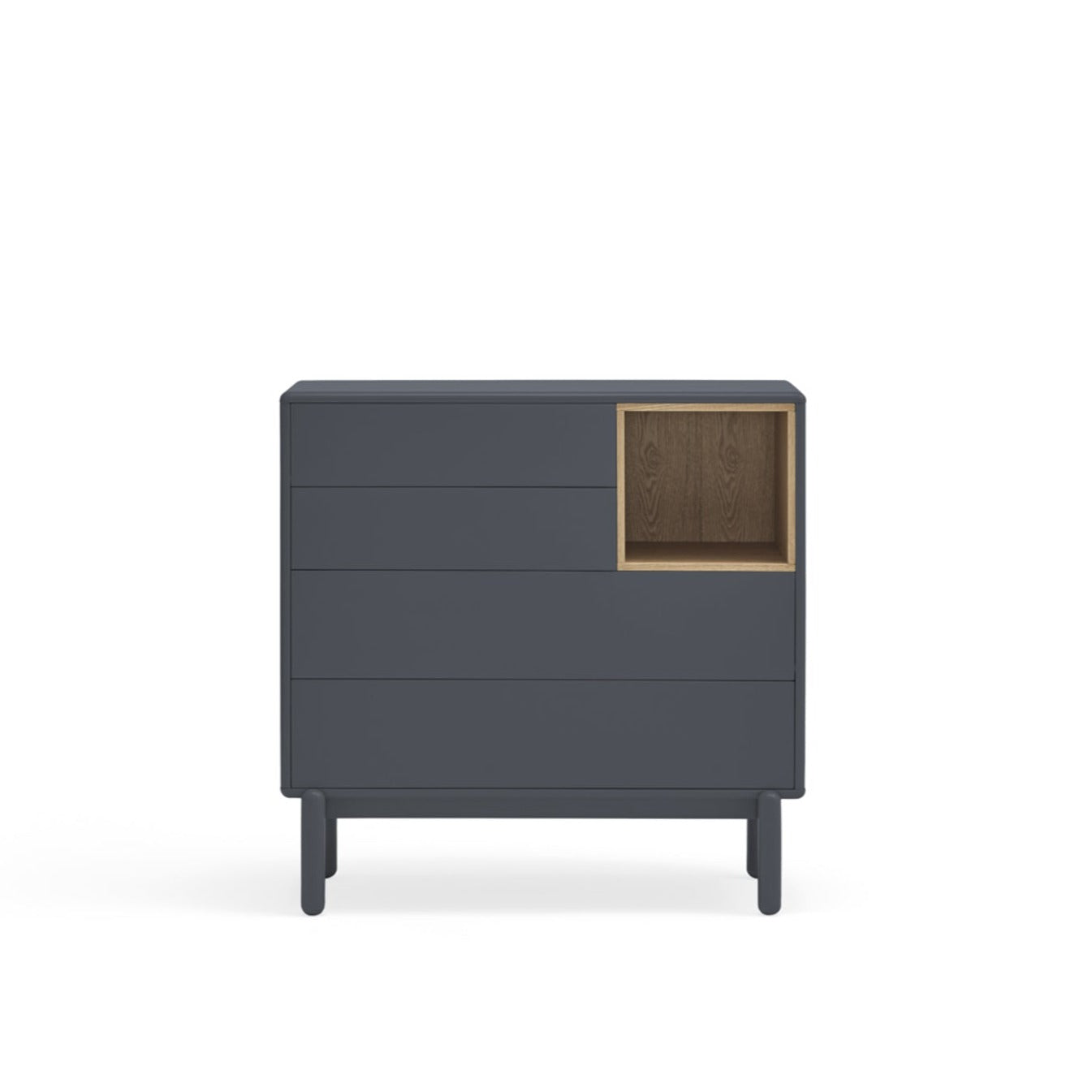 Corvo Chest of Four Drawers, 90 cm, Storage - Anthracite Grey and Oak Finish