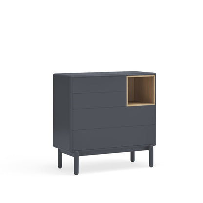 Corvo Chest of Four Drawers, 90 cm, Storage - Anthracite Grey and Oak Finish