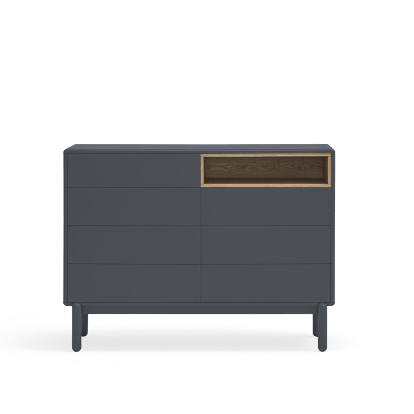 Corvo Chest of Seven Drawers, 120 cm, Storage - Anthracite Grey and Oak Finish