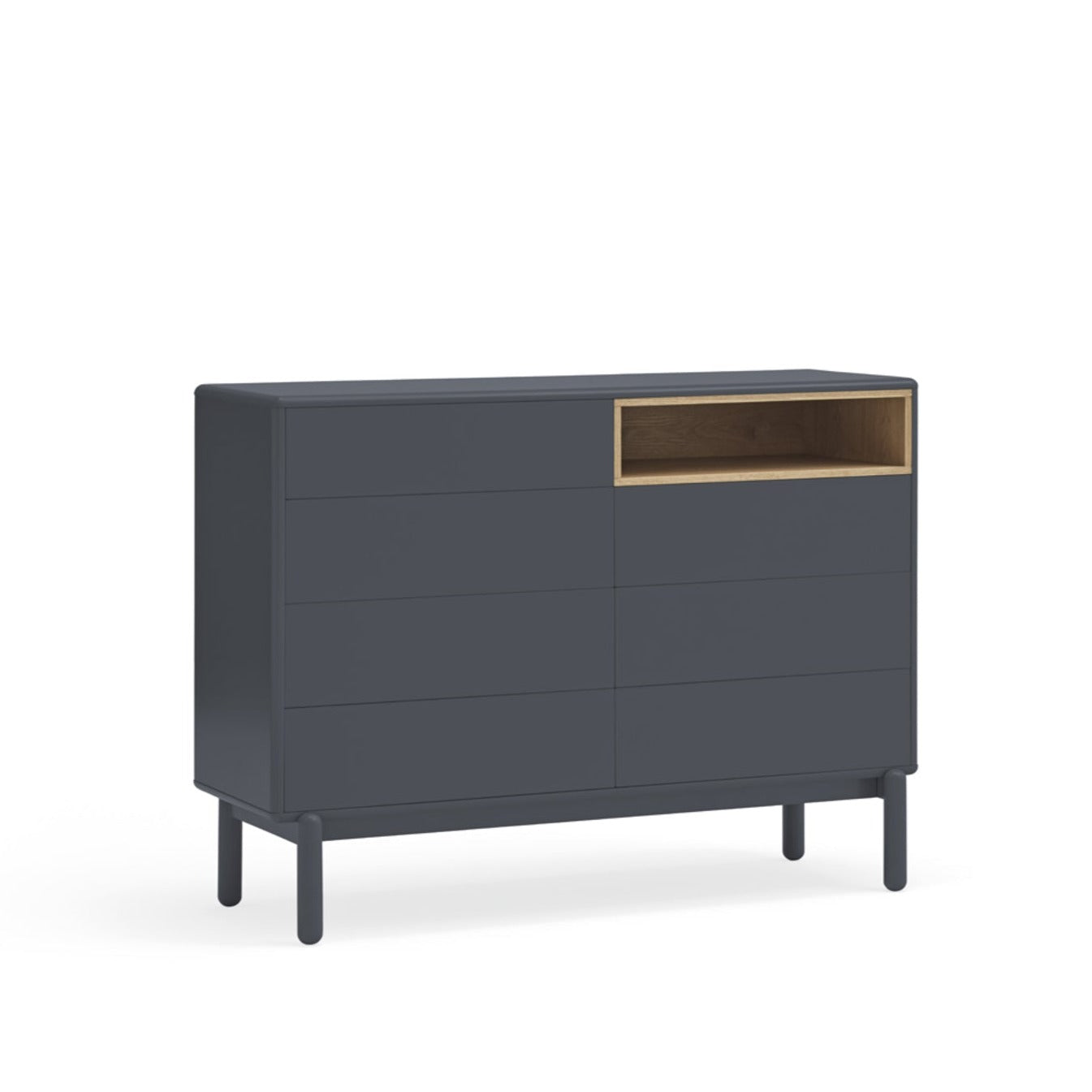Corvo Chest of Seven Drawers, 120 cm, Storage - Anthracite Grey and Oak Finish