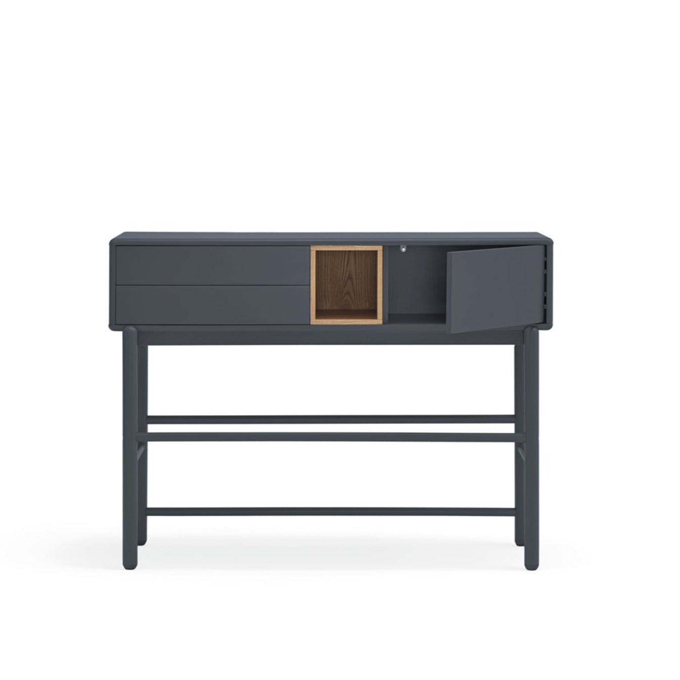 Corvo Hallway Console Table, Two Drawers, One Door, Storage Space - Anthracite Grey and Oak Finish