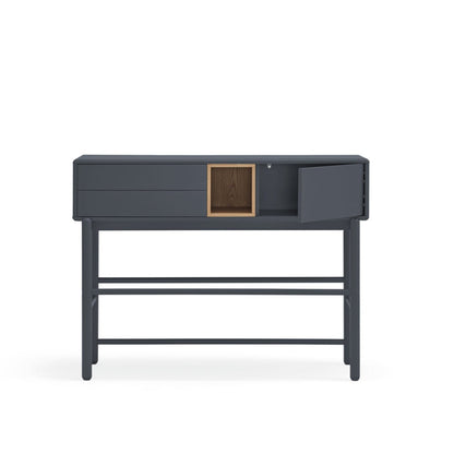 Corvo Hallway Console Table, Two Drawers, One Door, Storage Space - Anthracite Grey and Oak Finish