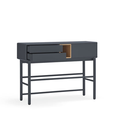 Corvo Hallway Console Table, Two Drawers, One Door, Storage Space - Anthracite Grey and Oak Finish