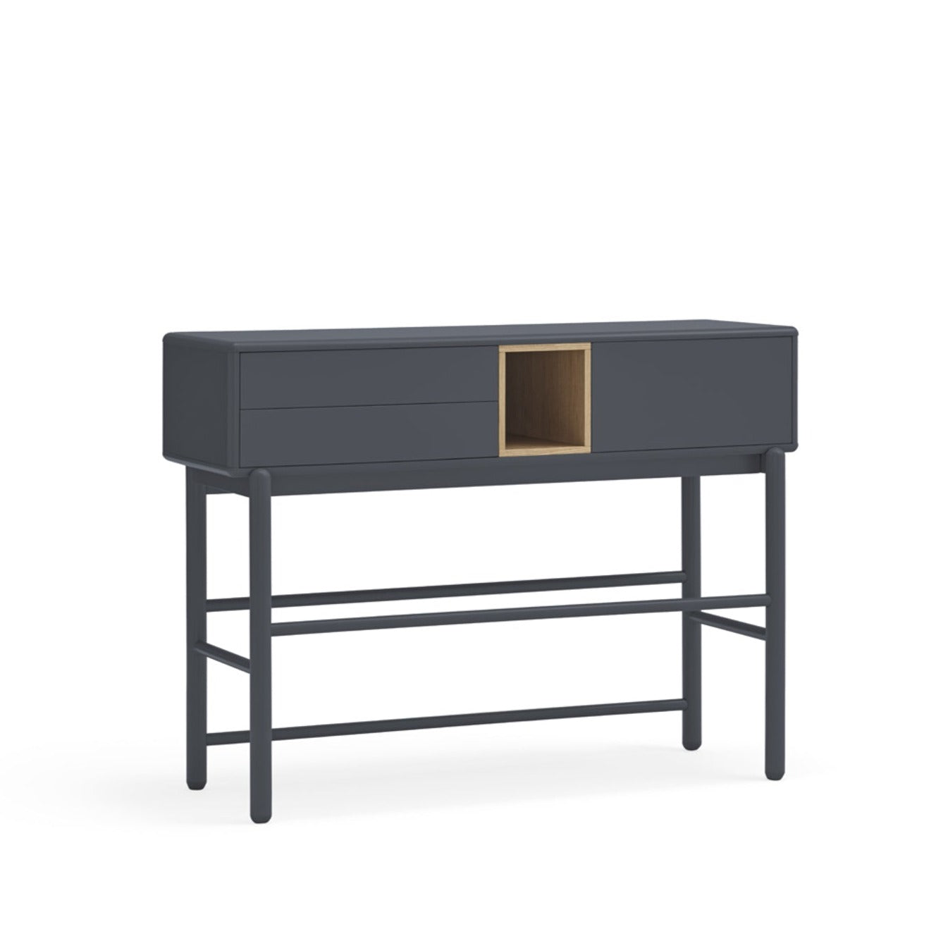Corvo Hallway Console Table, Two Drawers, One Door, Storage Space - Anthracite Grey and Oak Finish