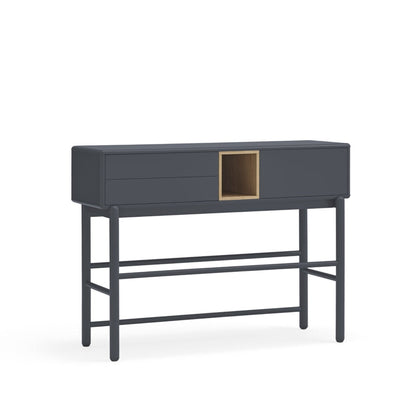 Corvo Hallway Console Table, Two Drawers, One Door, Storage Space - Anthracite Grey and Oak Finish