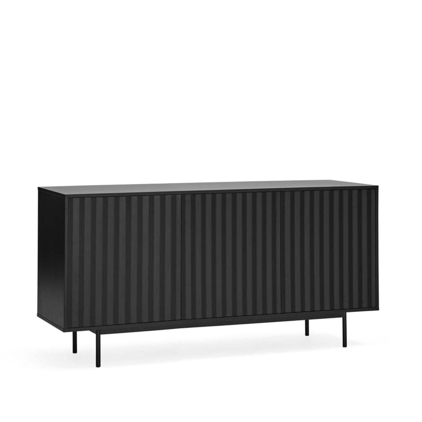 Sierra Sideboard, Three Door, Three Drawers, Four Shelves, Wood with Metal Frame - Matt Black Finish