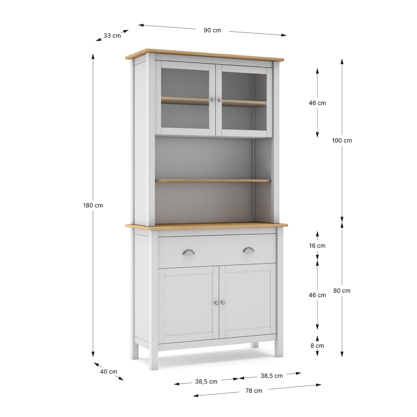 Lunara Buffet Sideboard Four Doors Two Drawers  - White and Waxed Pine