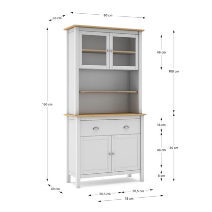 Lunara Buffet Sideboard Four Doors Two Drawers  - White and Waxed Pine