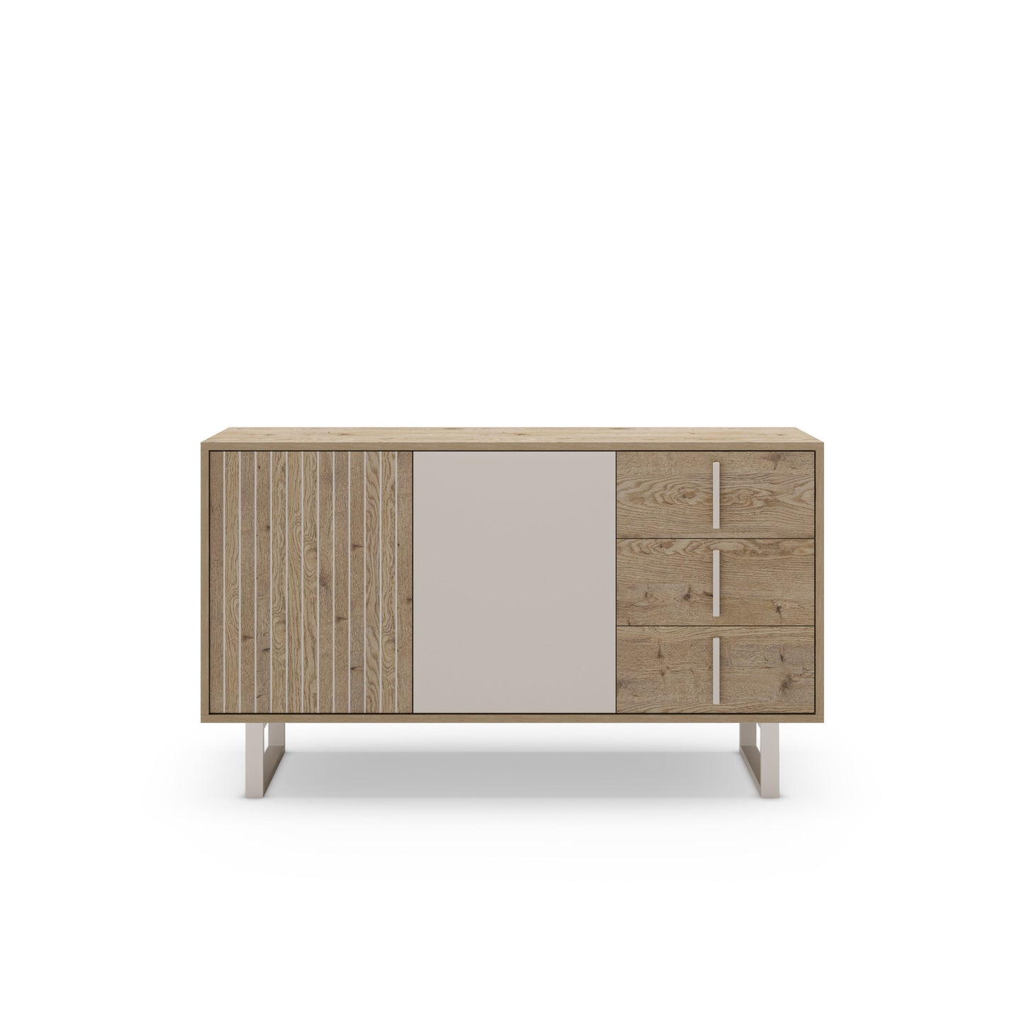 Millay Two Door, Three Drawer Sideboard - Light Oak and Taupe