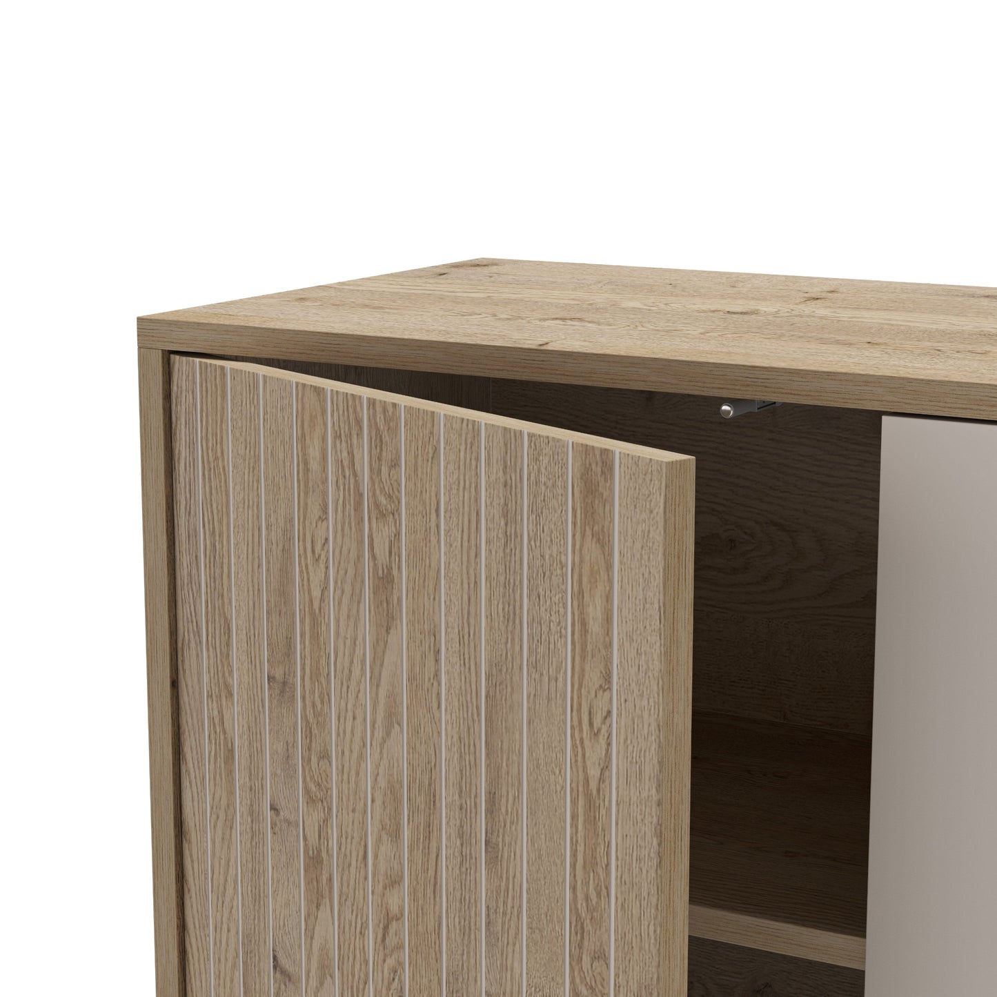 Millay Sideboard, Three Door, Three Drawer - Light Oak and Taupe Finish