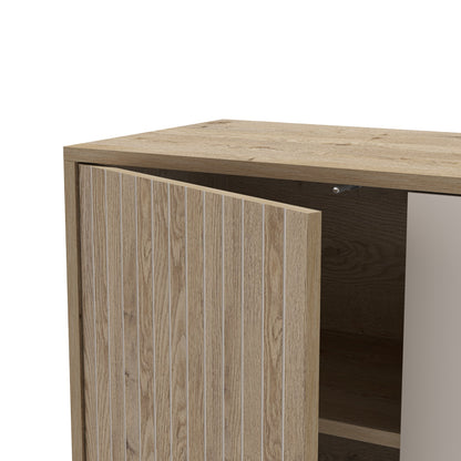 Millay Sideboard, Three Door, Three Drawer - Light Oak and Taupe Finish