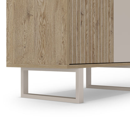 Millay High Sideboard, Two Doors - Light Oak and Taupe Finish