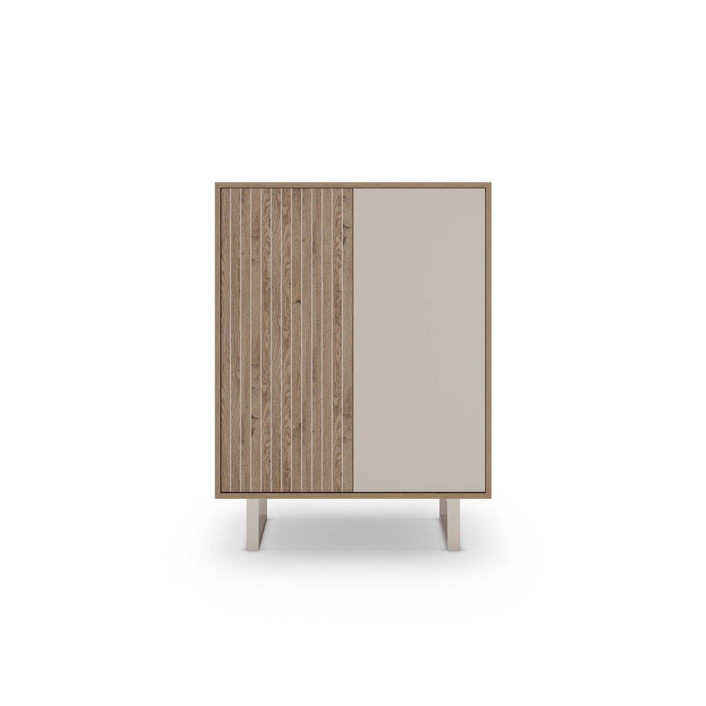 Millay High Sideboard, Two Doors - Light Oak and Taupe Finish