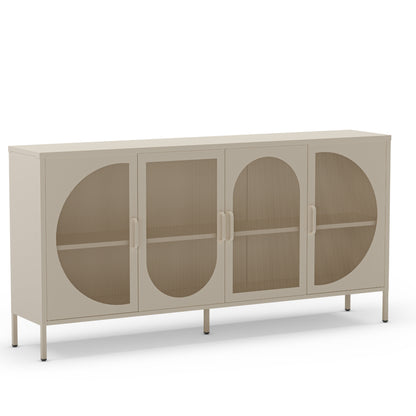 A modern sideboard cabinet with four doors featuring large arched cutouts, shown on a clean white background.