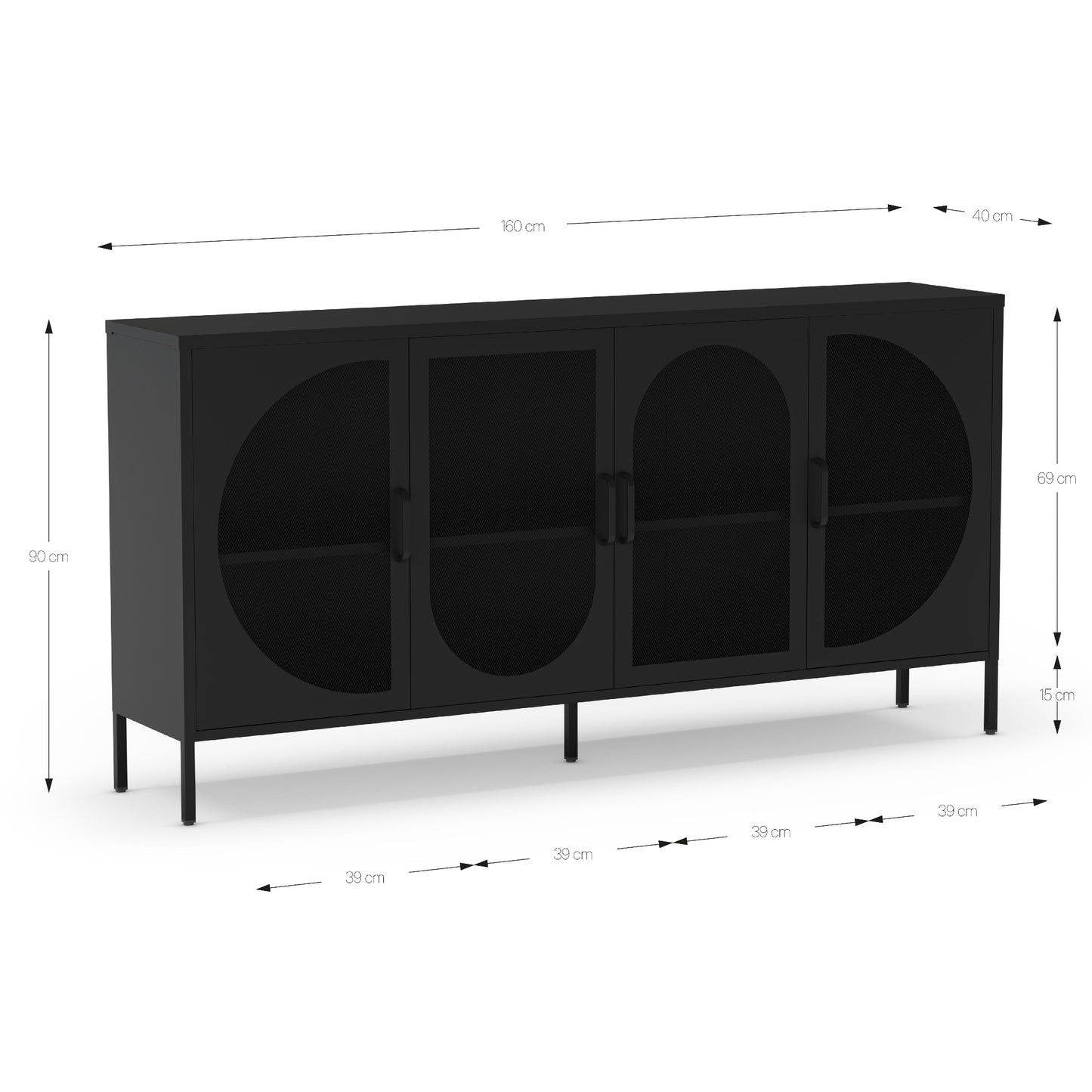 Gray concrete-style shelf with five compartments on a white background