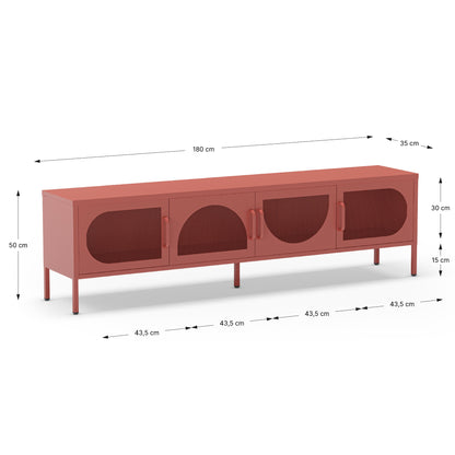 Antonia Metal Four-Door TV Stand - Terracotta