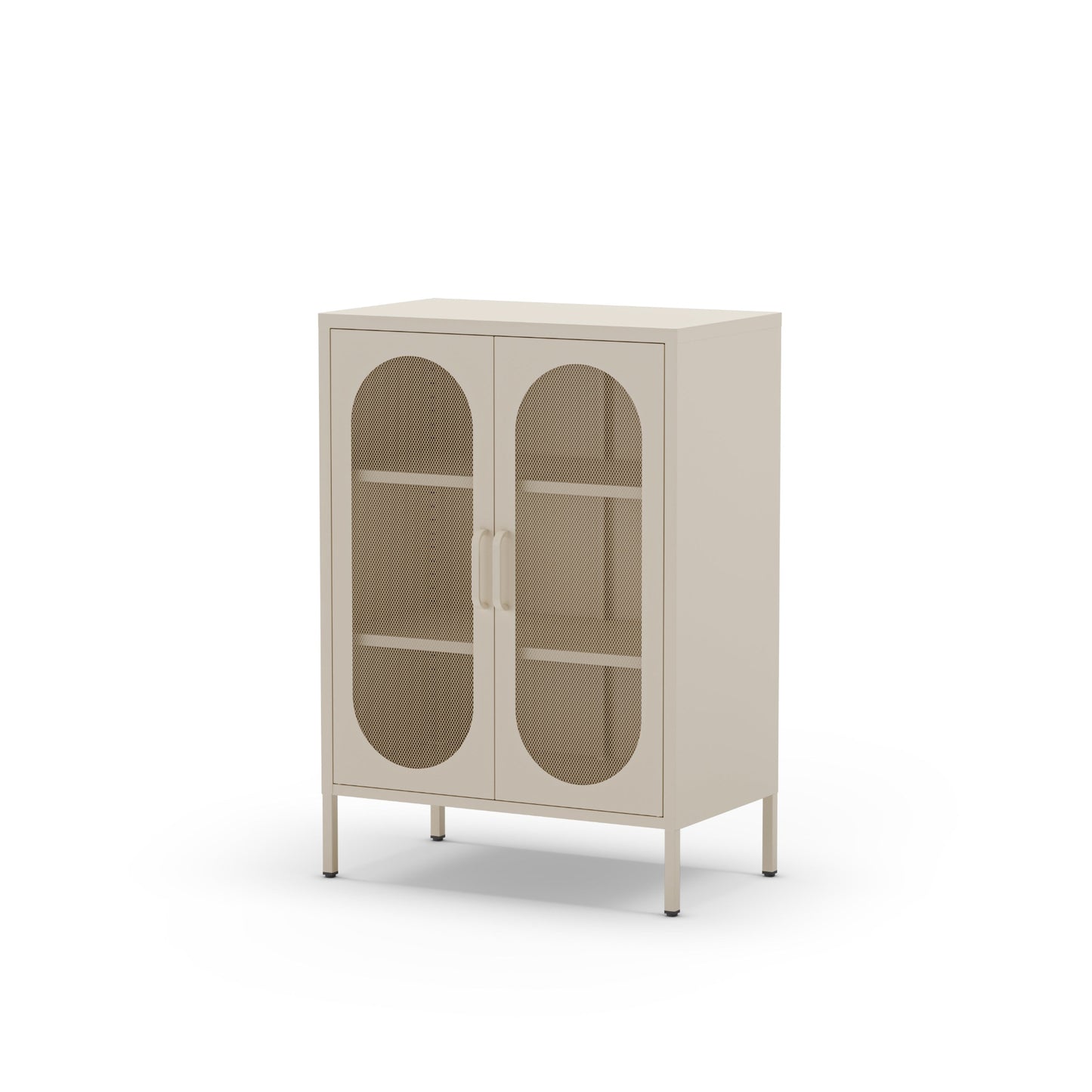 Metal Storage Cupboard Two-Shelves Cream 70 x 40 x 100cm Antonia Collection