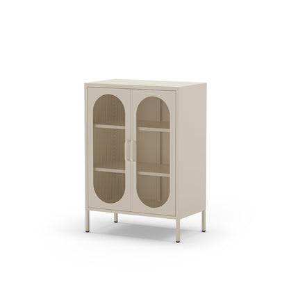 Metal Storage Cupboard Two-Shelves Cream 70 x 40 x 100cm Antonia Collection
