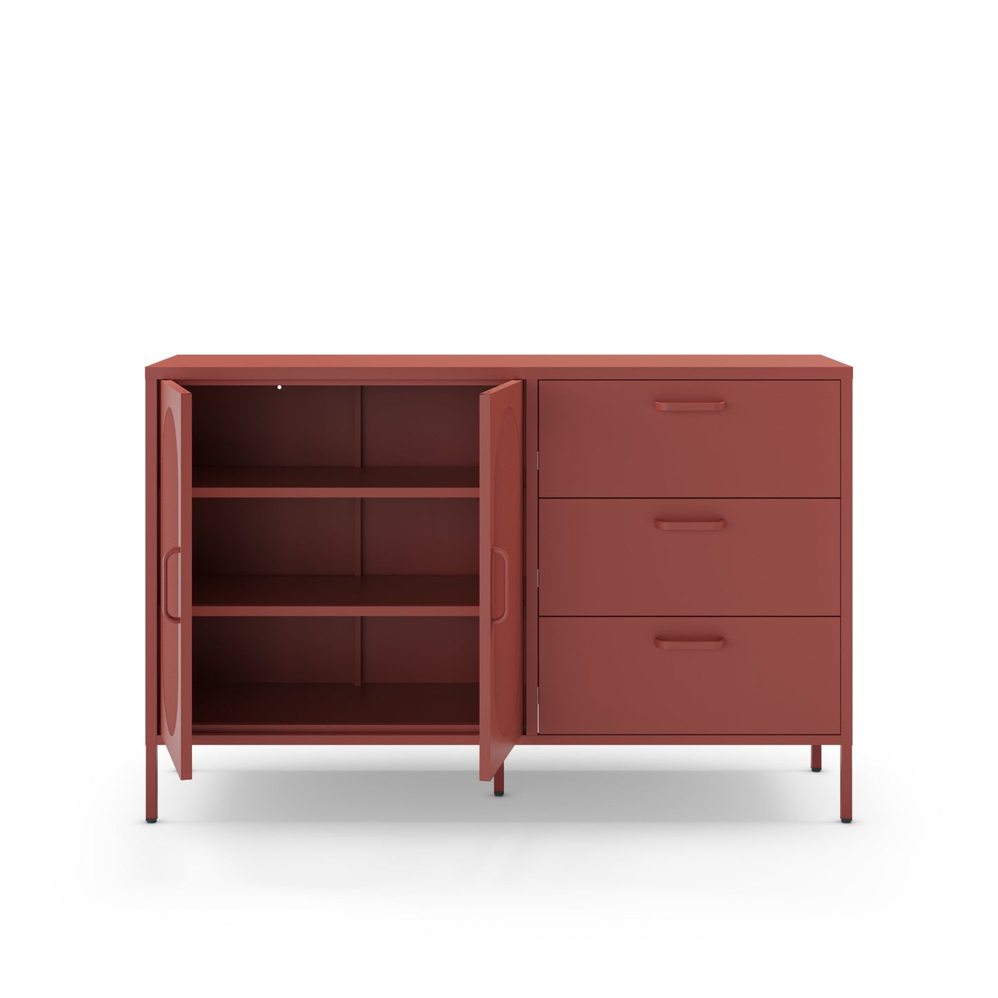 Antonia Two-Door Three-Drawer Metal Sideboard - Terracotta