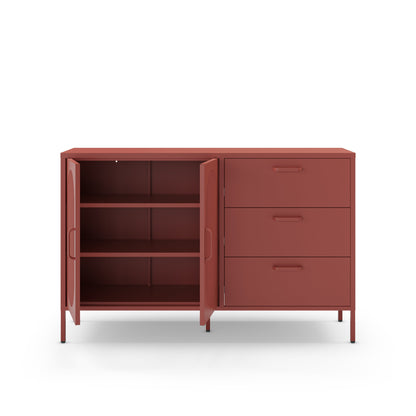 Antonia Two-Door Three-Drawer Metal Sideboard - Terracotta