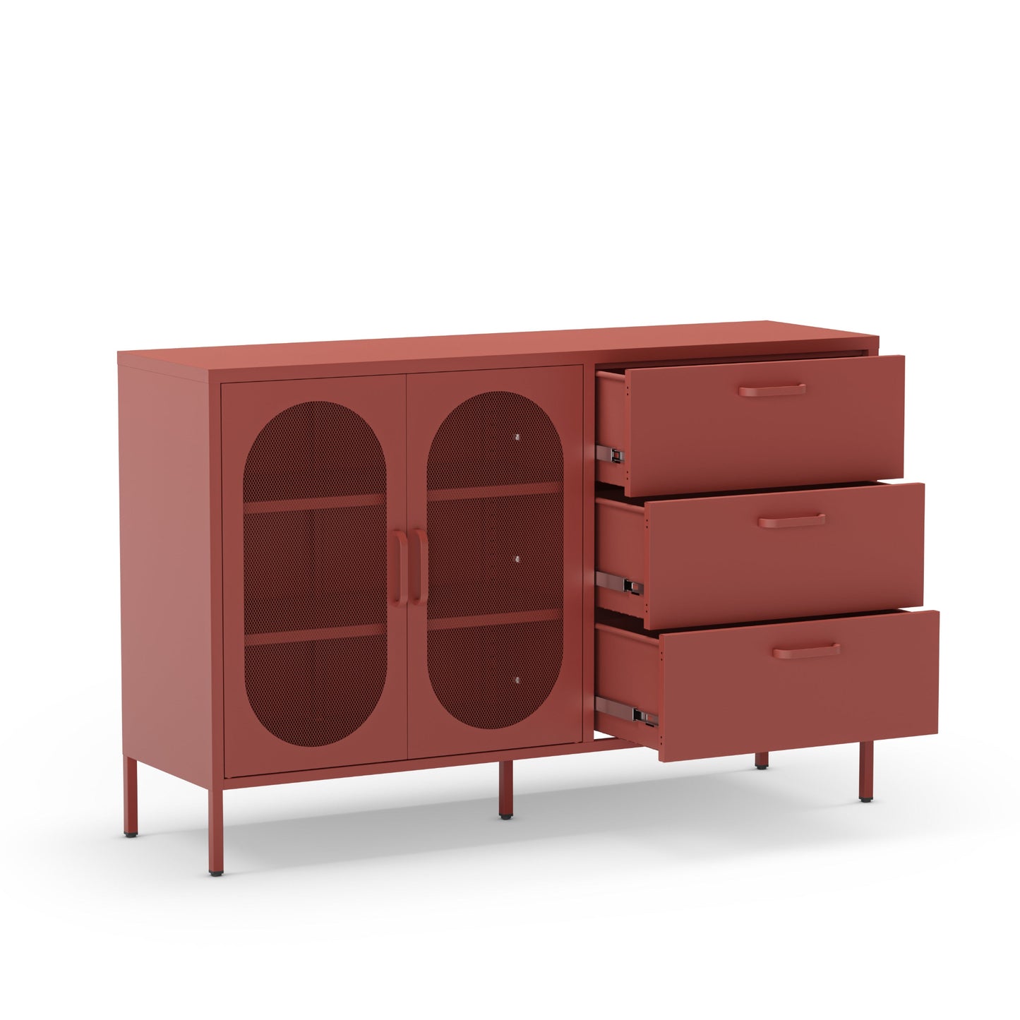 Antonia Two-Door Three-Drawer Metal Sideboard - Terracotta