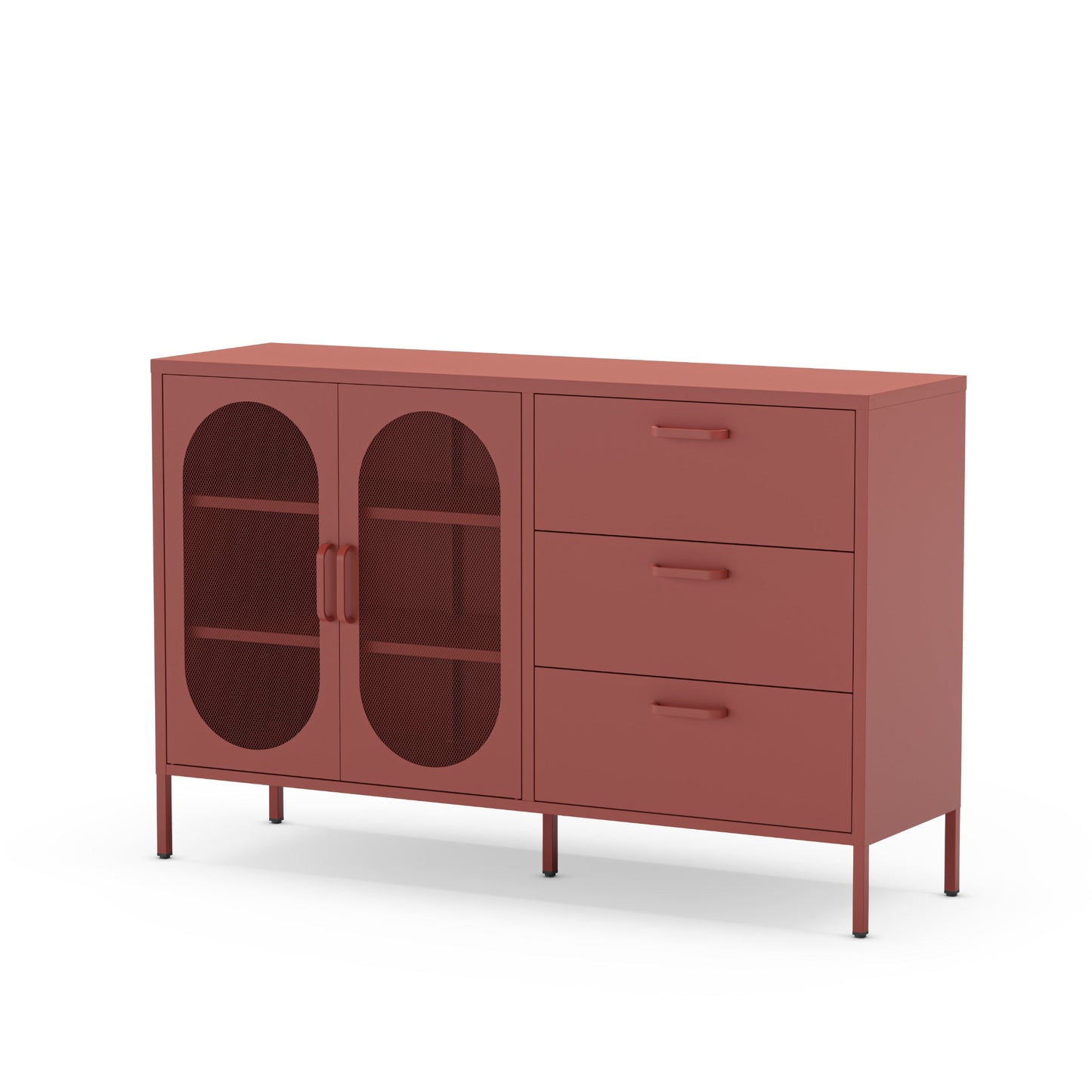 Antonia Two-Door Three-Drawer Metal Sideboard - Terracotta