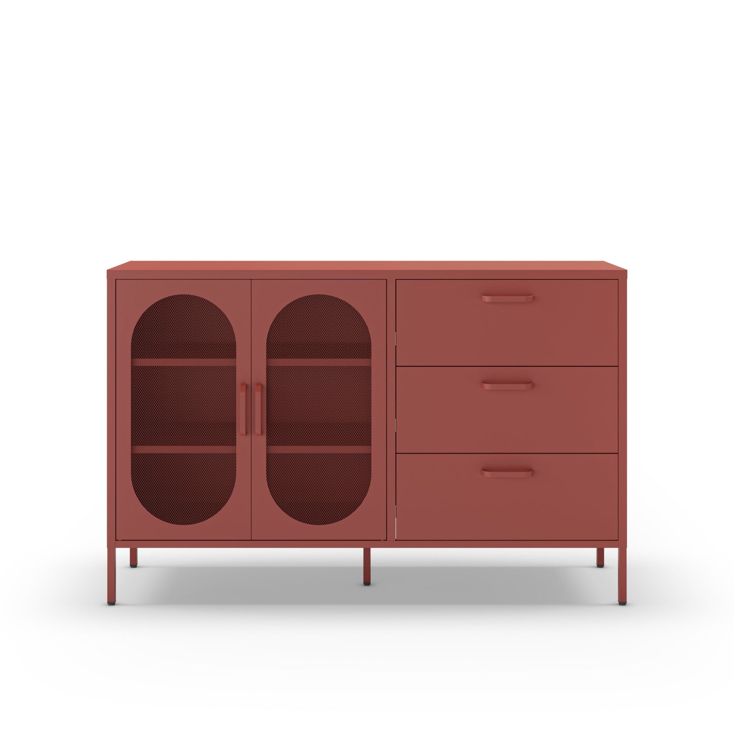 Antonia Two-Door Three-Drawer Metal Sideboard - Terracotta