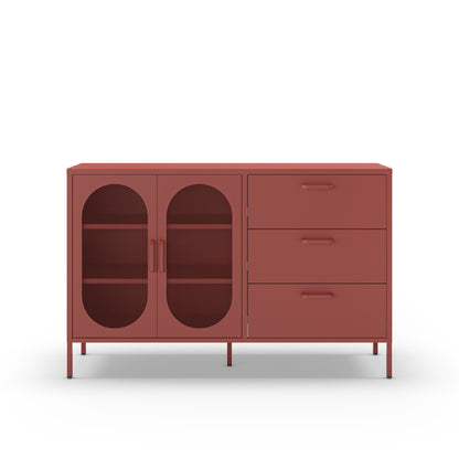 Antonia Two-Door Three-Drawer Metal Sideboard - Terracotta