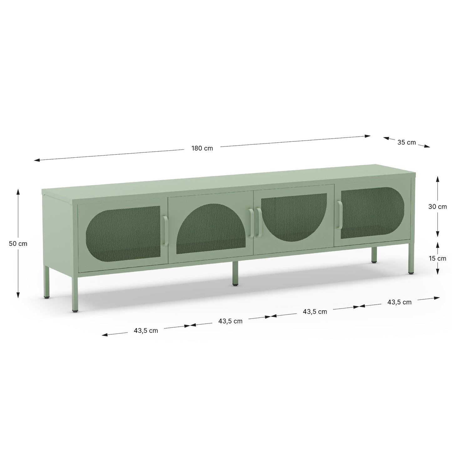 Antonia Metal Four-Door TV Stand - Mint Green