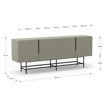 Eldia Sideboard, Four Doors, Wood and Metal - Light Green Finish