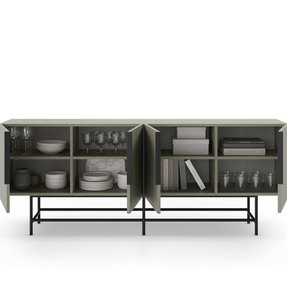 Eldia Sideboard, Four Doors, Wood and Metal - Light Green Finish