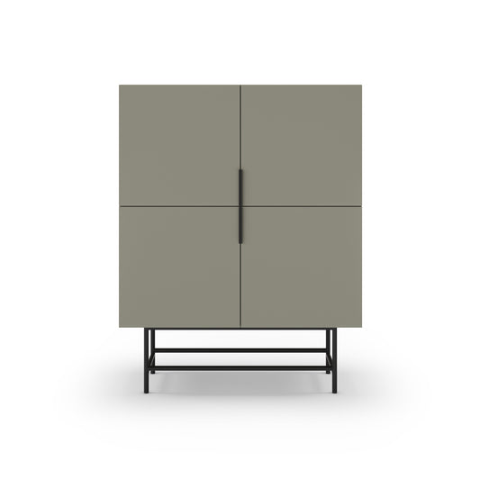 Gray cabinet with black legs on a white background