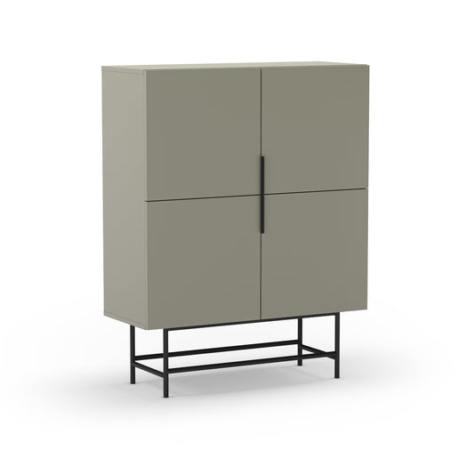 Eldia High Sideboard, Four Door, Wood and Metal - Light Green Finish