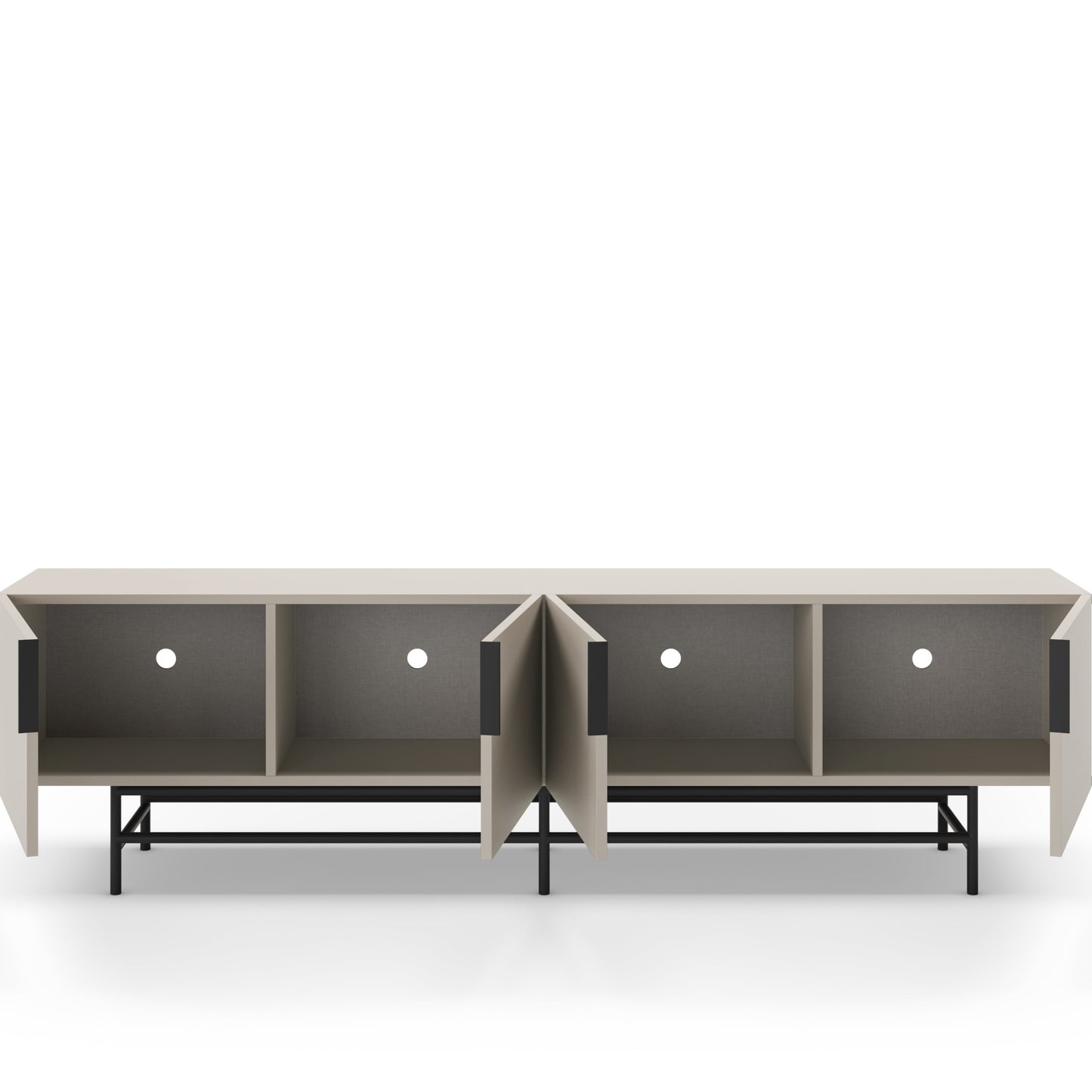 Eldia TV Stand, Four Doors, Wood and Metal - Cream Finish