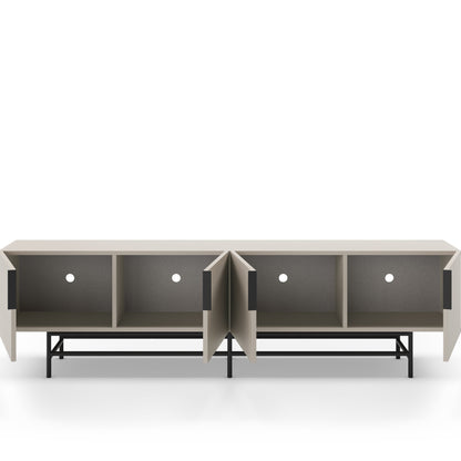 Eldia TV Stand, Four Doors, Wood and Metal - Cream Finish