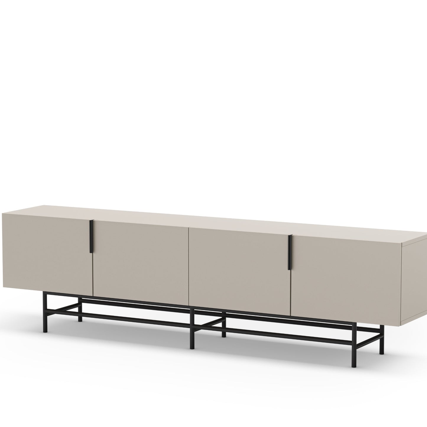 Eldia TV Stand, Four Doors, Wood and Metal - Cream Finish