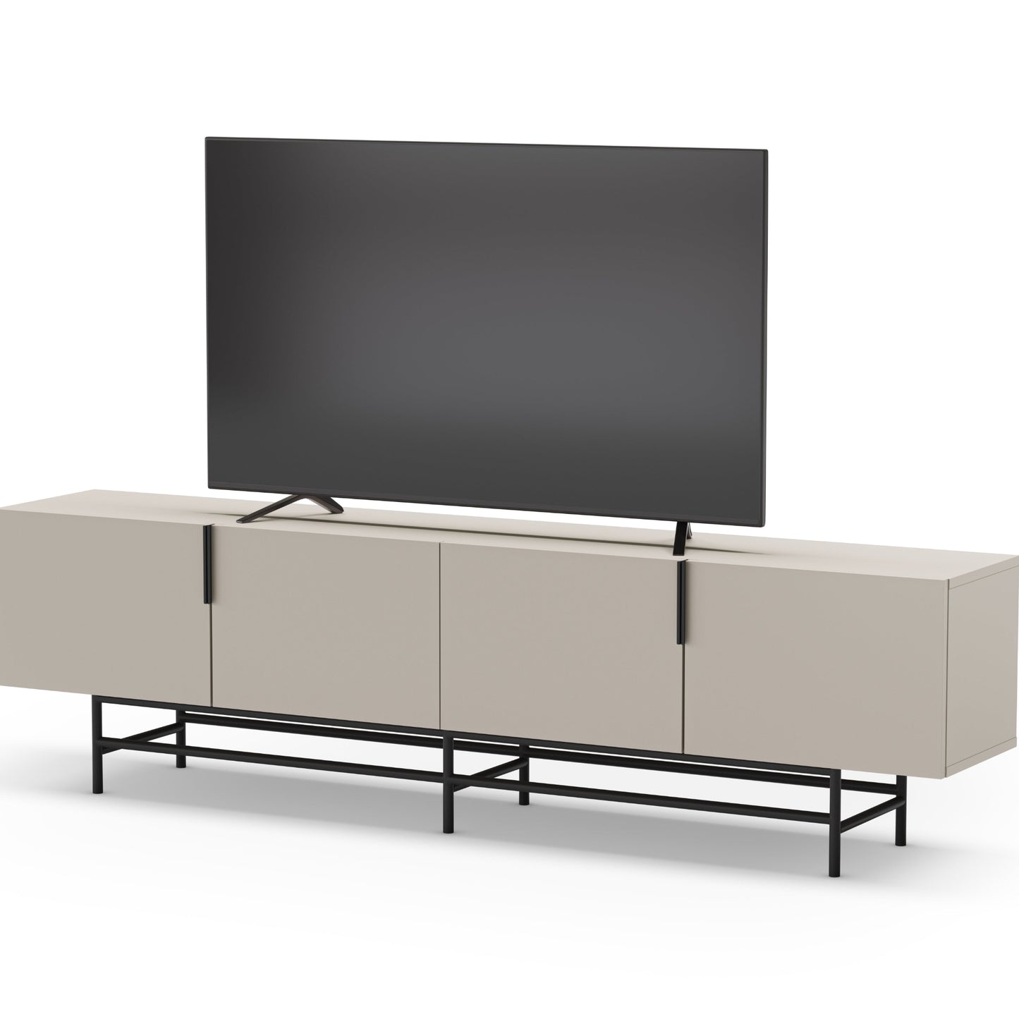Eldia TV Stand, Four Doors, Wood and Metal - Cream Finish