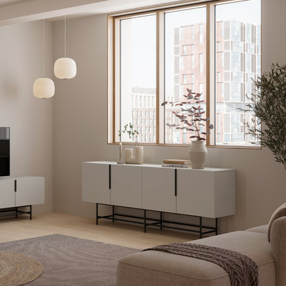 Eldia Sideboard, Four Doors, Wood and Metal - Cream Finish