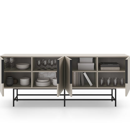 Eldia Sideboard, Four Doors, Wood and Metal - Cream Finish