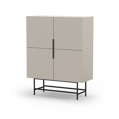 Eldia High Sideboard, Four Door, Wood and Metal - Cream Finish